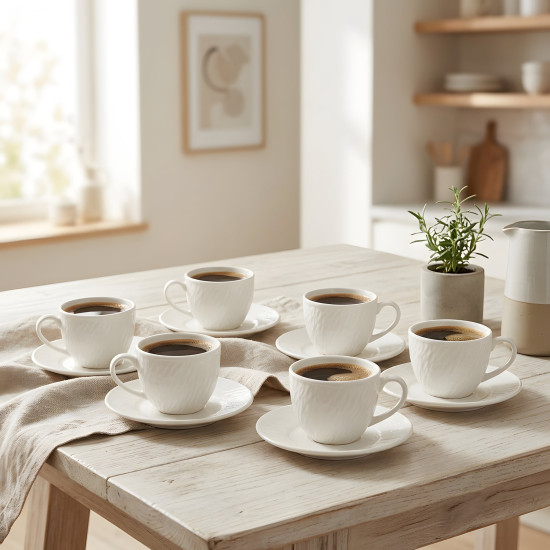 Coffee Cup and Saucer Set - 12 Pcs